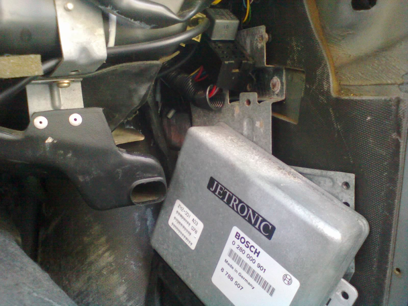 Jetronic module and relay bracket partially unbolted and rotated for better access